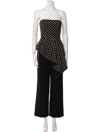 Black Halo Eve by Laurel Berman Polka Dot Print Strapless Jumpsuit