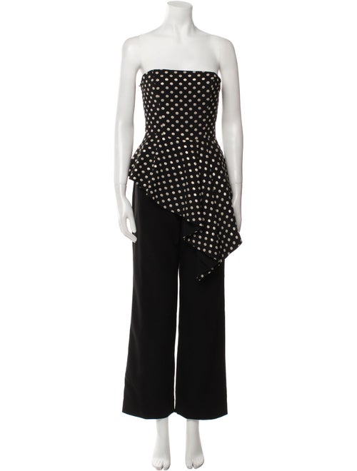 Black Halo Eve by Laurel Berman Polka Dot Print Strapless Jumpsuit