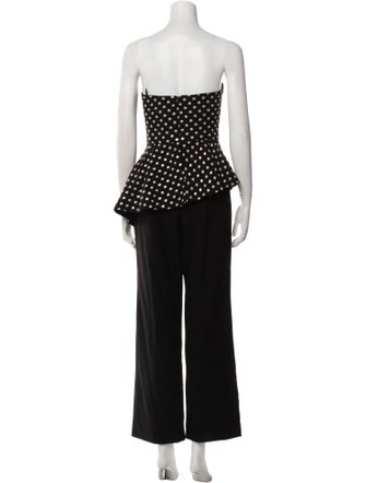 Black Halo Eve by Laurel Berman Polka Dot Print Strapless Jumpsuit