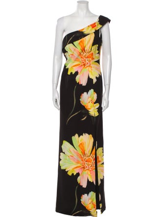 Black Halo Eve by Laurel Berman Floral Print Long Dress
