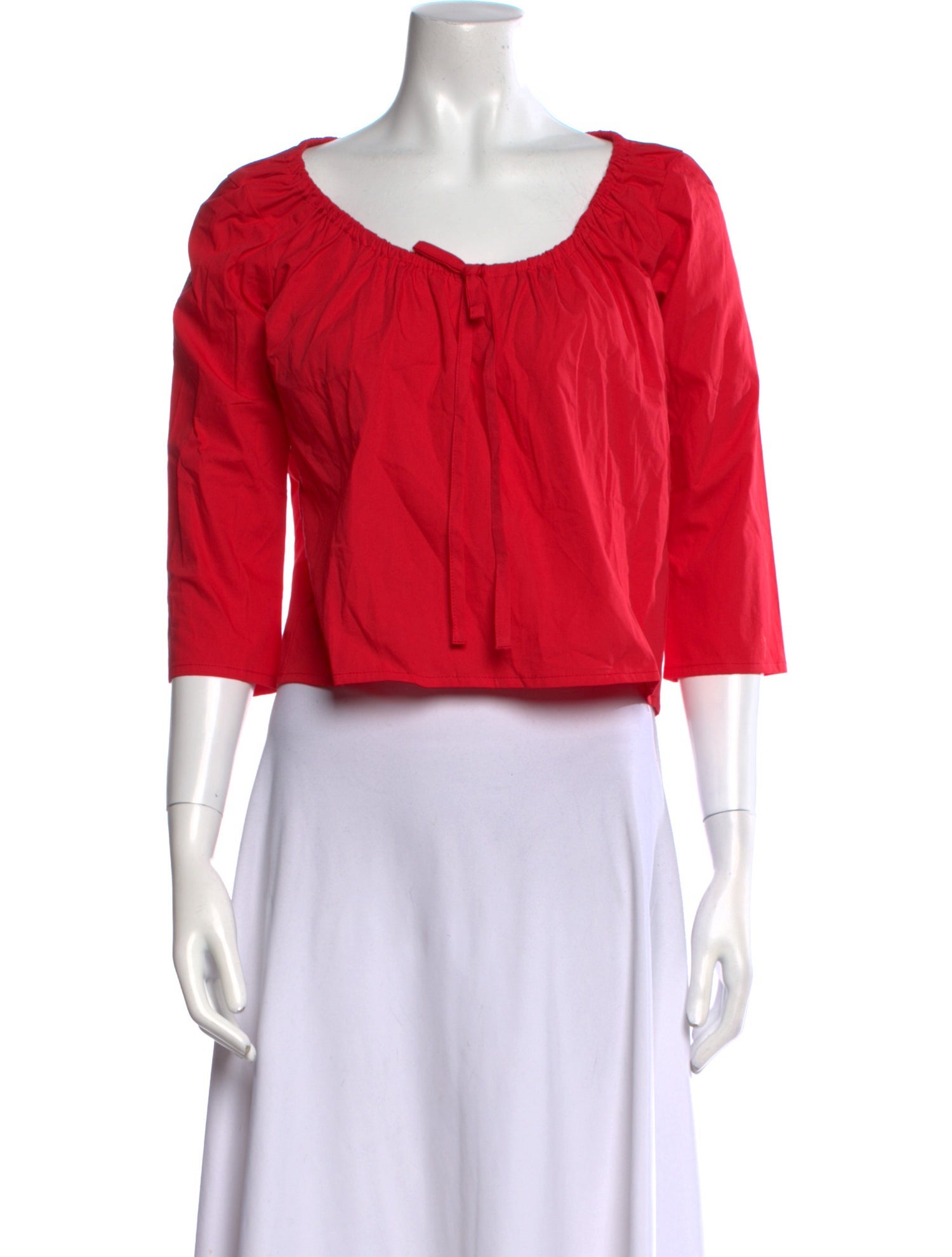 Brooke Callahan Scoop Neck Three-Quarter Sleeve Crop Top