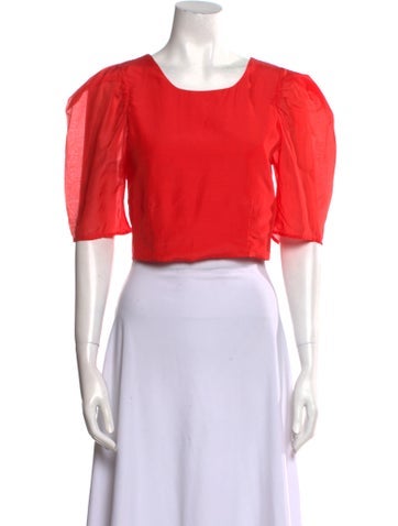 Bird & Knoll Tops Scoop Neck Short Sleeve Crop Top S