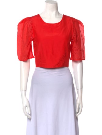 BIRD & KNOLL Scoop Neck Short Sleeve Crop Top