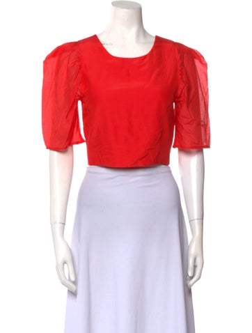 Bird & Knoll Tops Scoop Neck Short Sleeve Crop Top S