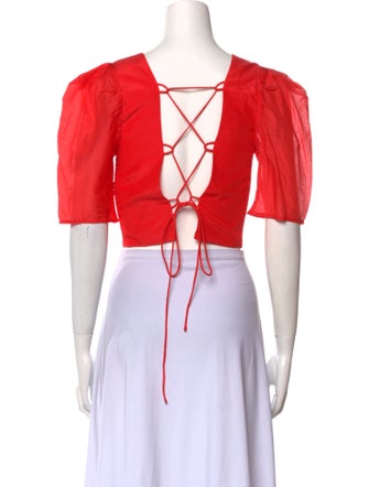 BIRD & KNOLL Scoop Neck Short Sleeve Crop Top