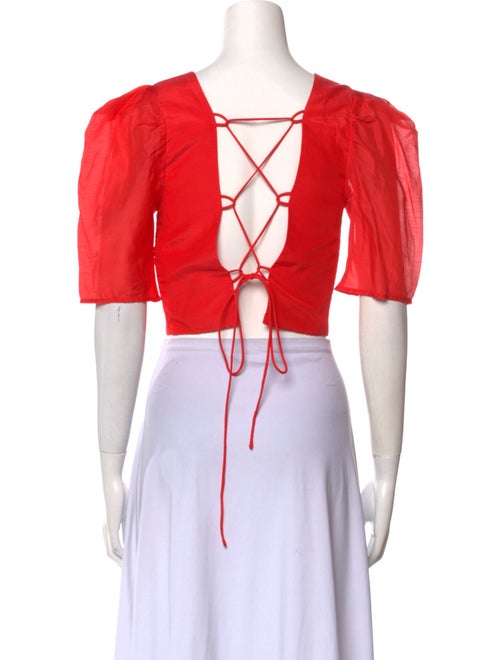 BIRD & KNOLL Scoop Neck Short Sleeve Crop Top