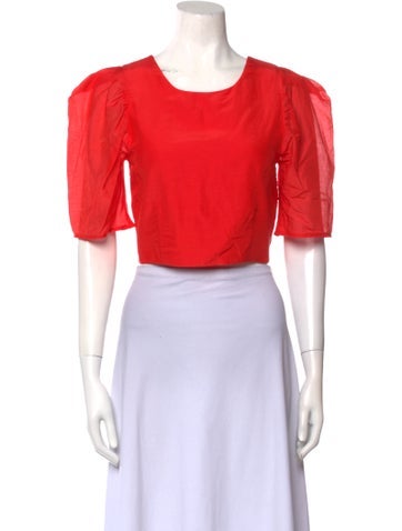 Bird & Knoll Tops Scoop Neck Short Sleeve Crop Top S