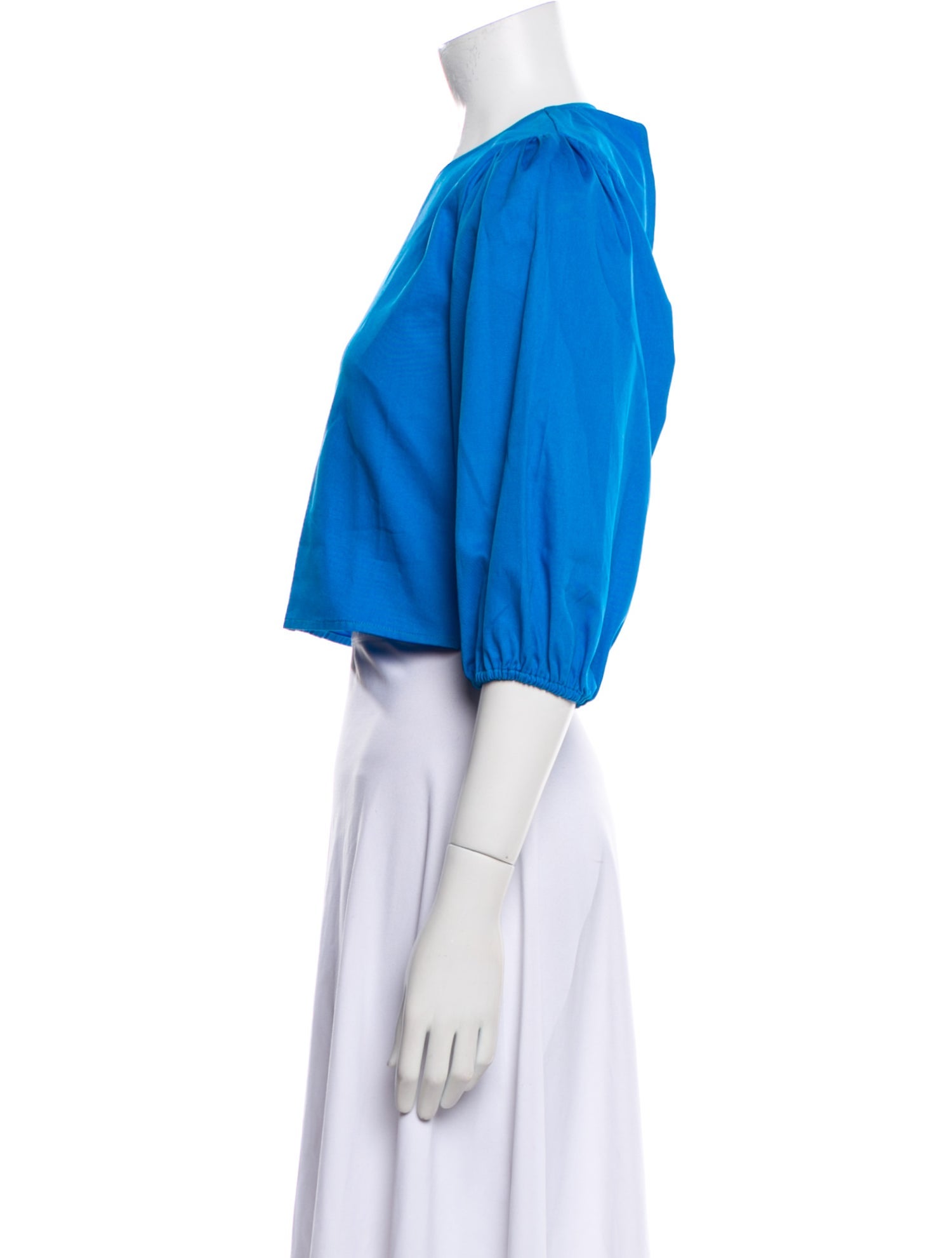 BIRD & KNOLL Crew Neck Three-Quarter Sleeve Crop Top