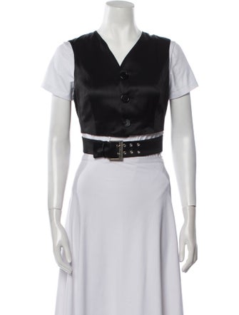 Dirk Bikkembergs V-Neck Short Sleeve Crop Top