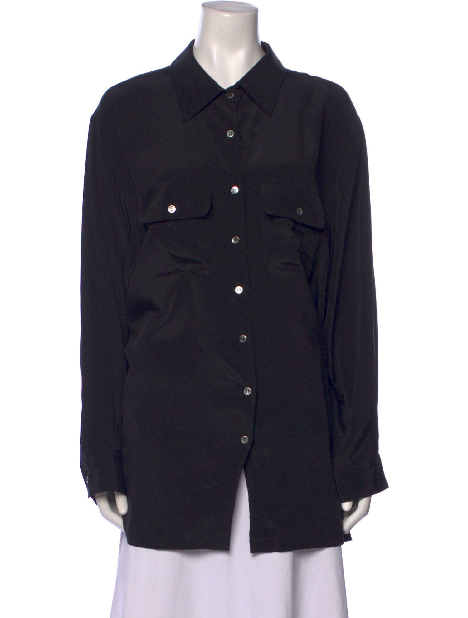 Baacal Silk Long Sleeve Button-Up Top