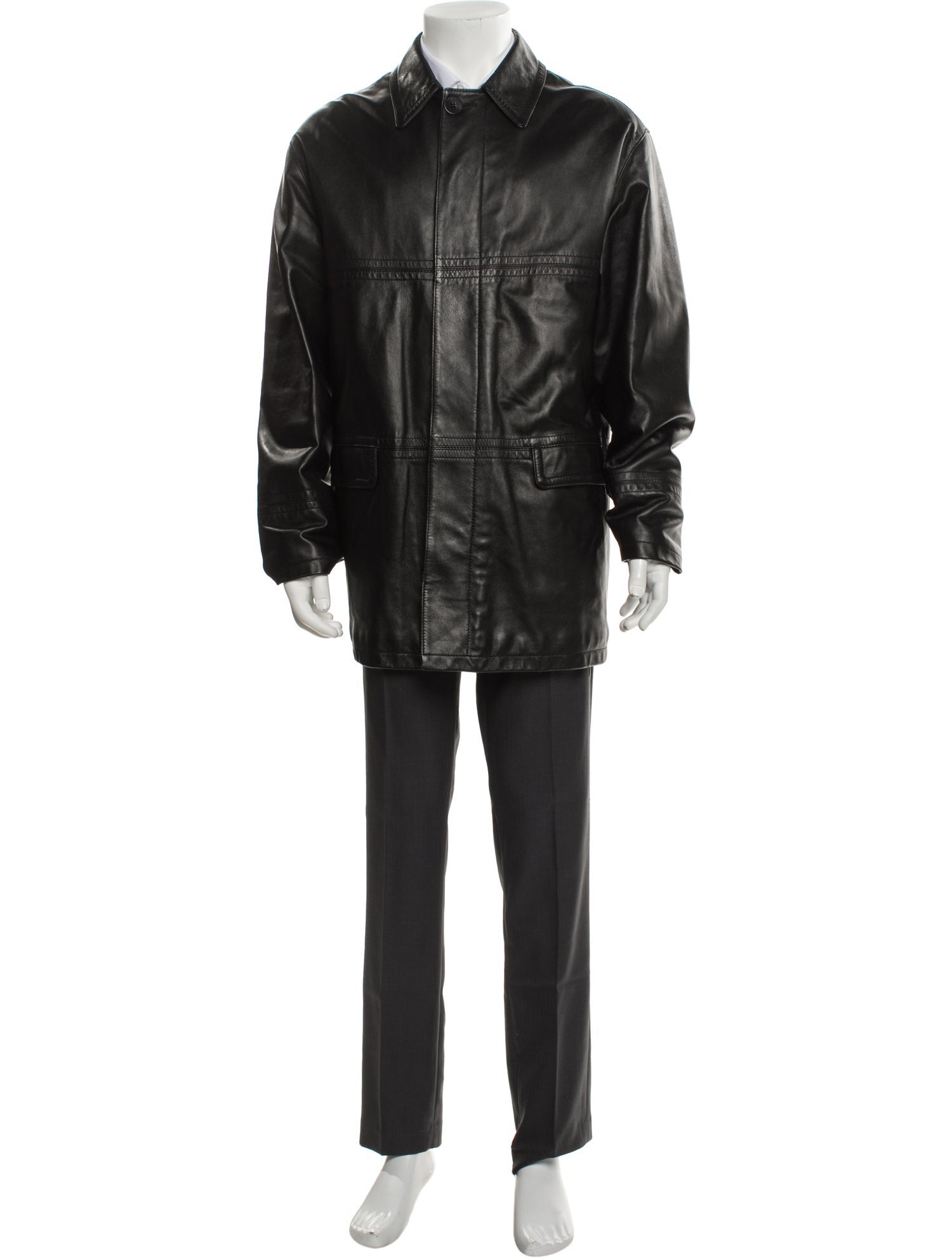 Blue Les Copains Leather Parka