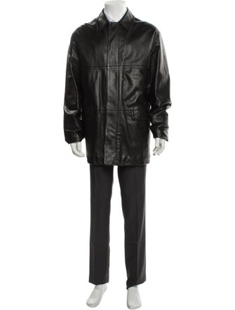 Blue Les Copains Leather Parka