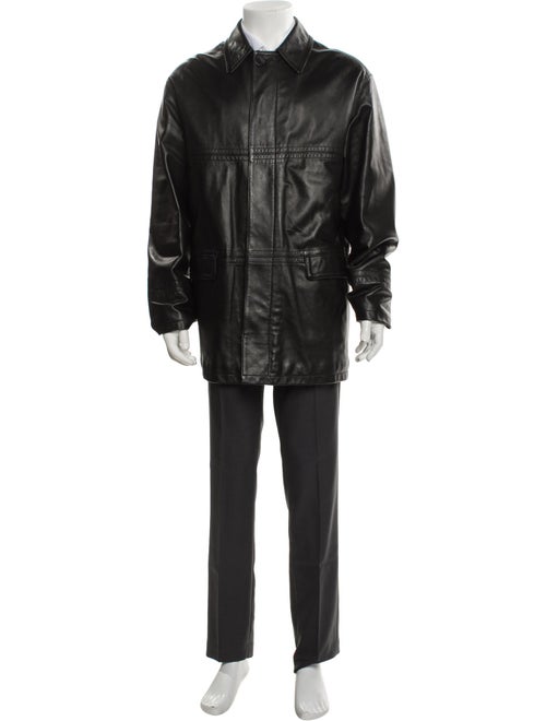 Blue Les Copains Leather Parka