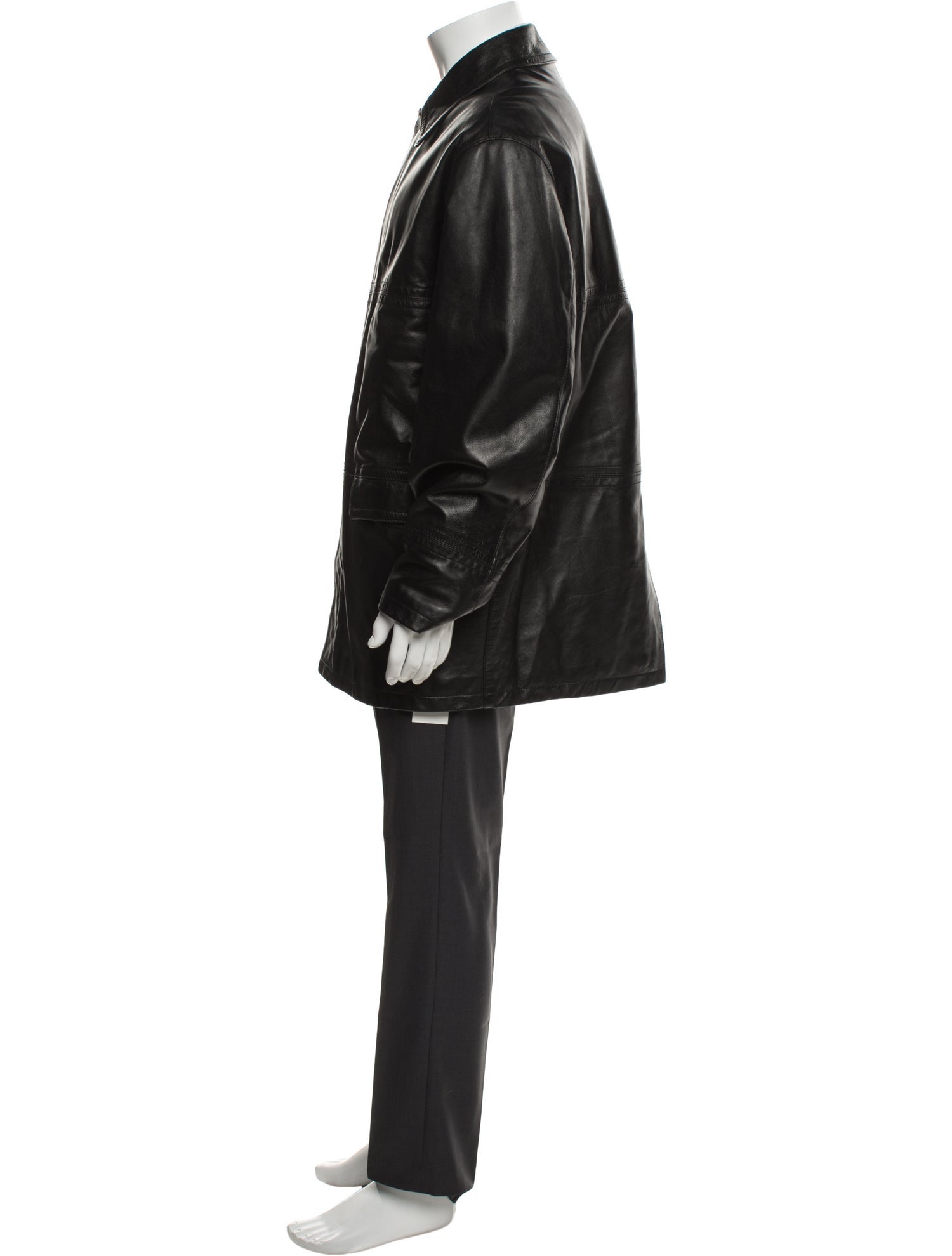 Blue Les Copains Leather Parka