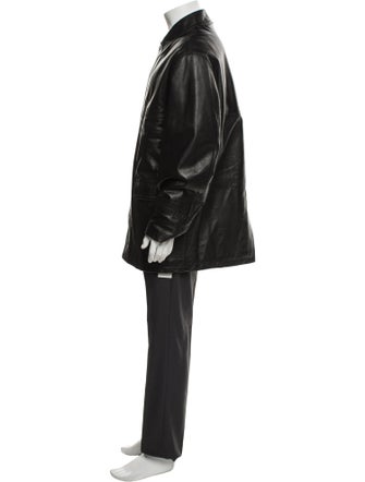 Blue Les Copains Leather Parka