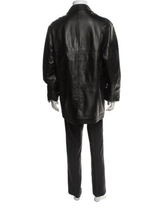 Blue Les Copains Leather Parka