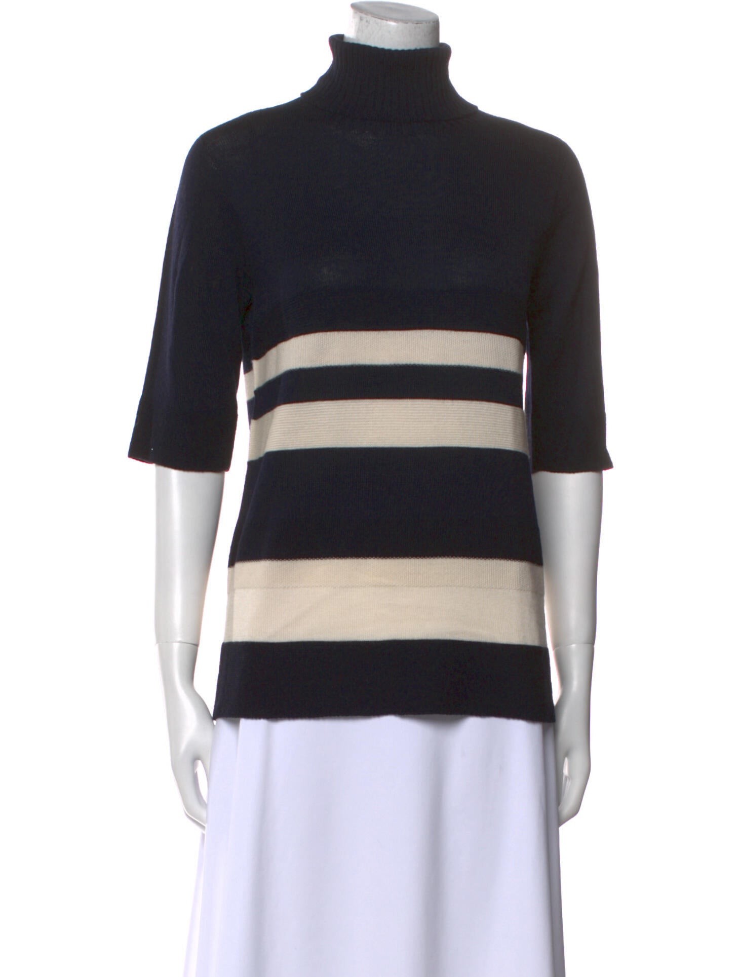 Blue Les Copains Striped Turtleneck Sweater