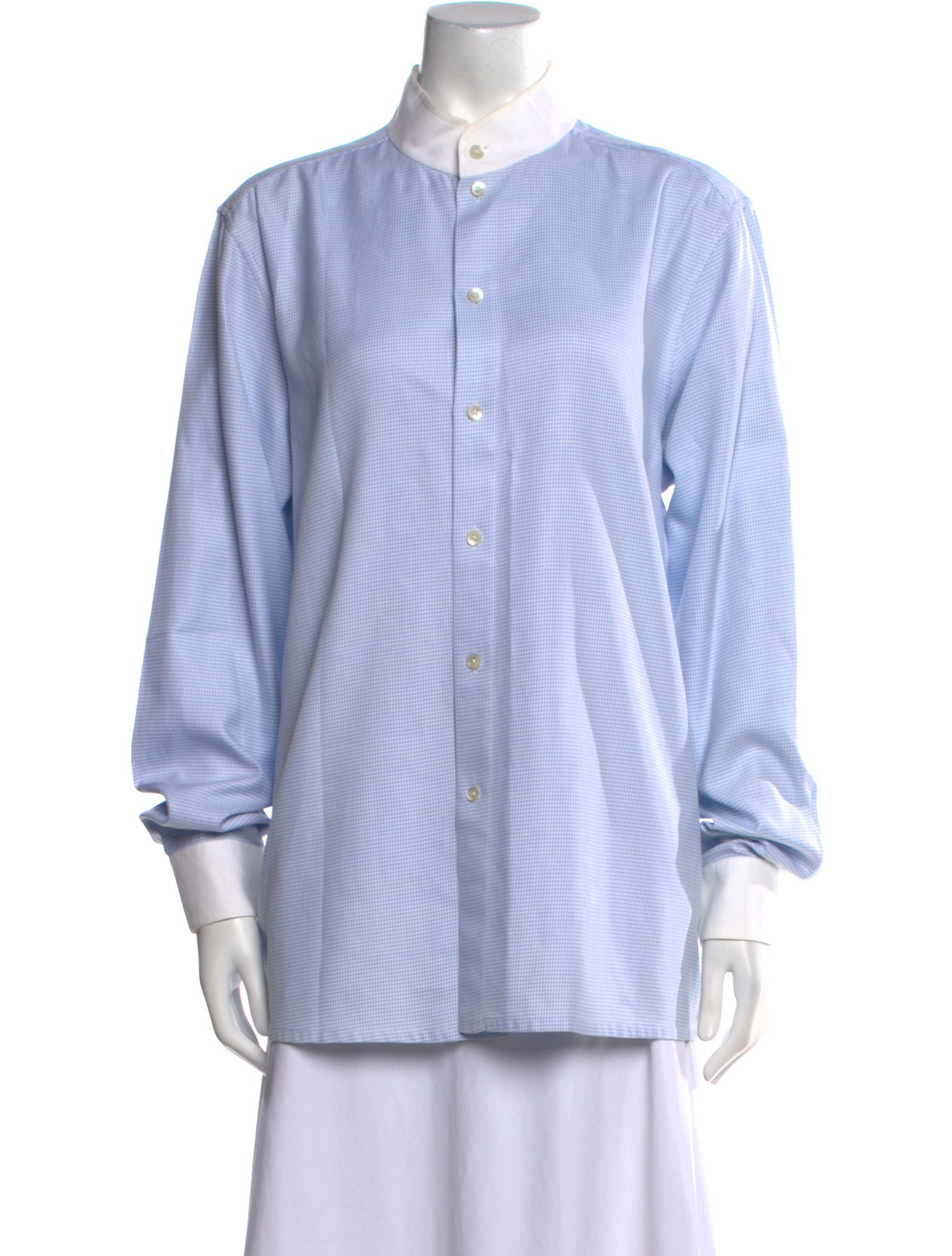Blanc de Chine Striped Long Sleeve Button-Up Top