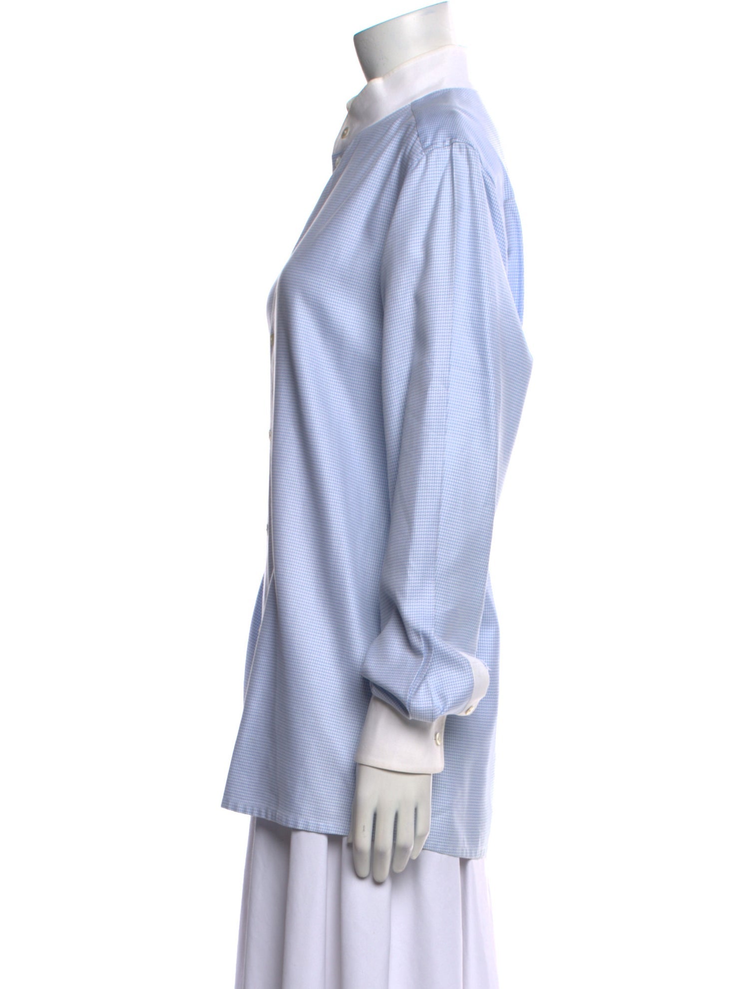 Blanc de Chine Striped Long Sleeve Button-Up Top