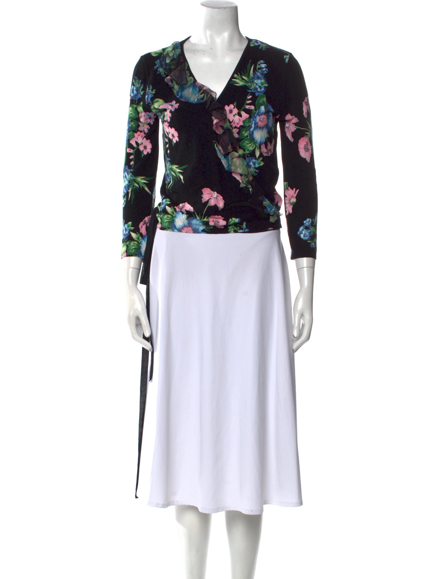 Blugirl Blumarine Floral Print V-Neck Sweater