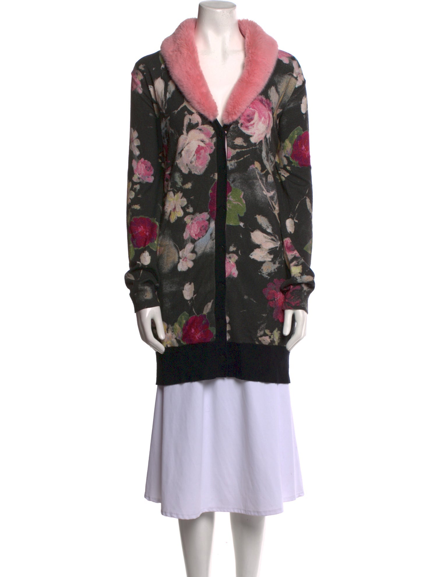 Blugirl Blumarine Floral Print V-Neck Sweater