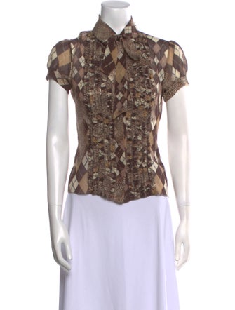 Blugirl Blumarine Silk Printed Button-Up Top