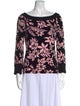 Blugirl Blumarine Floral Print Scoop Neck Sweater