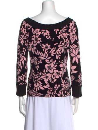 Blugirl Blumarine Floral Print Scoop Neck Sweater