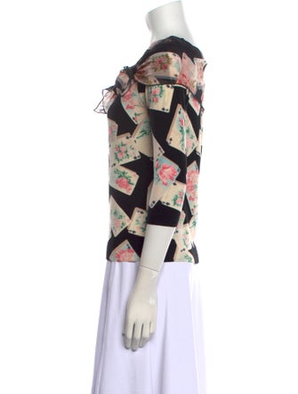 Blugirl Blumarine Floral Print Bateau Neckline Sweater