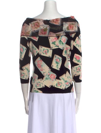 Blugirl Blumarine Floral Print Bateau Neckline Sweater