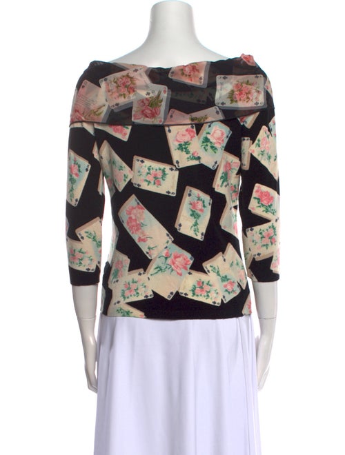 Blugirl Blumarine Floral Print Bateau Neckline Sweater