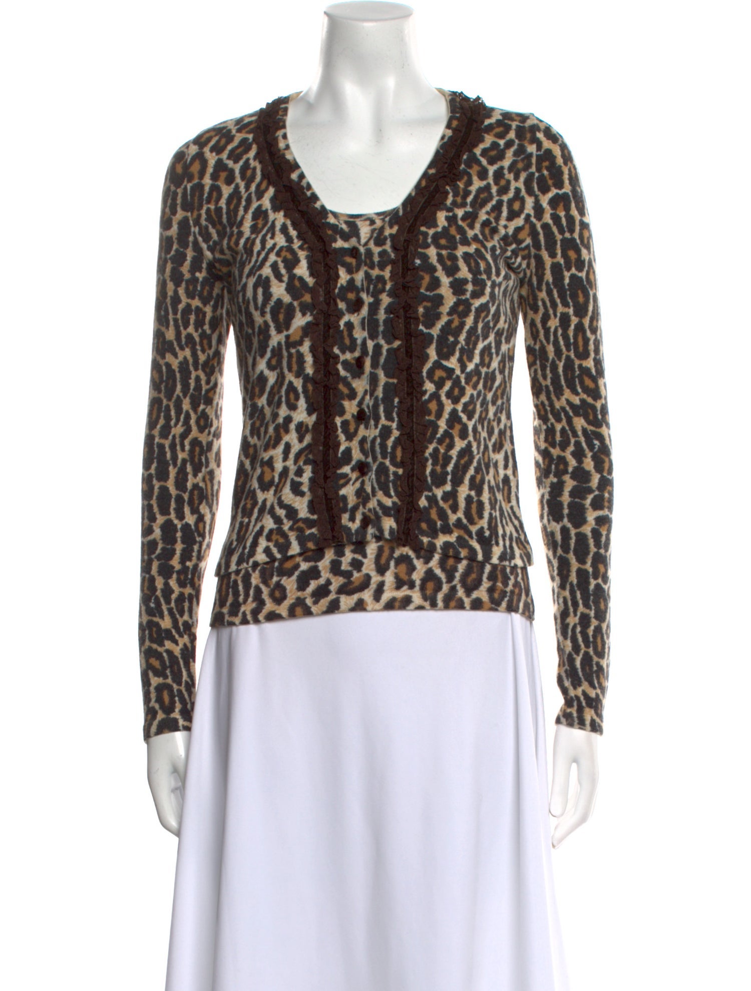 Blugirl Blumarine Animal Print Scoop Neck Sweater