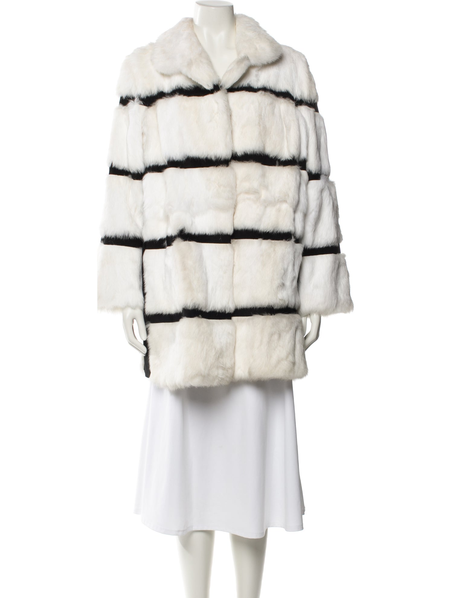 Blugirl Blumarine Striped Faux Fur Coat
