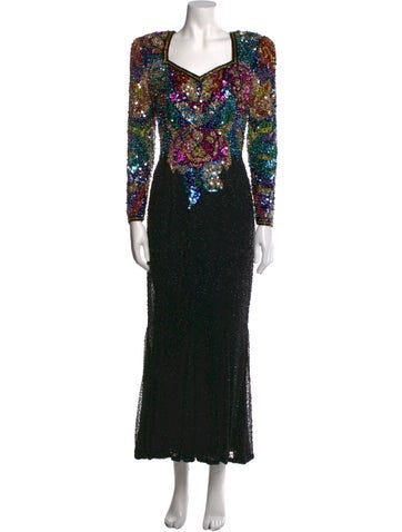Black Tie Oleg Cassini Dresses Silk Long Dress M