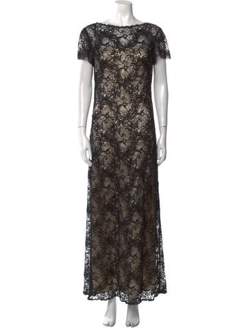 Black Tie Oleg Cassini Dresses Lace Long Dress L