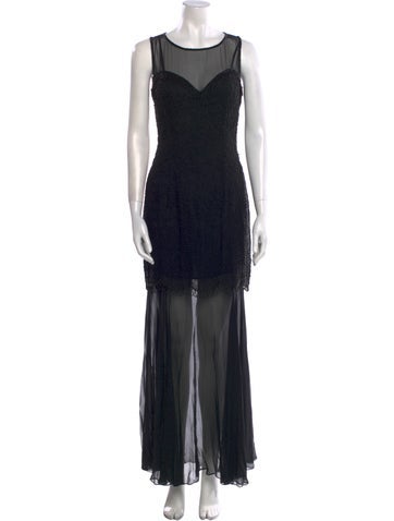 Black Tie Oleg Cassini Dresses Silk Long Dress XS