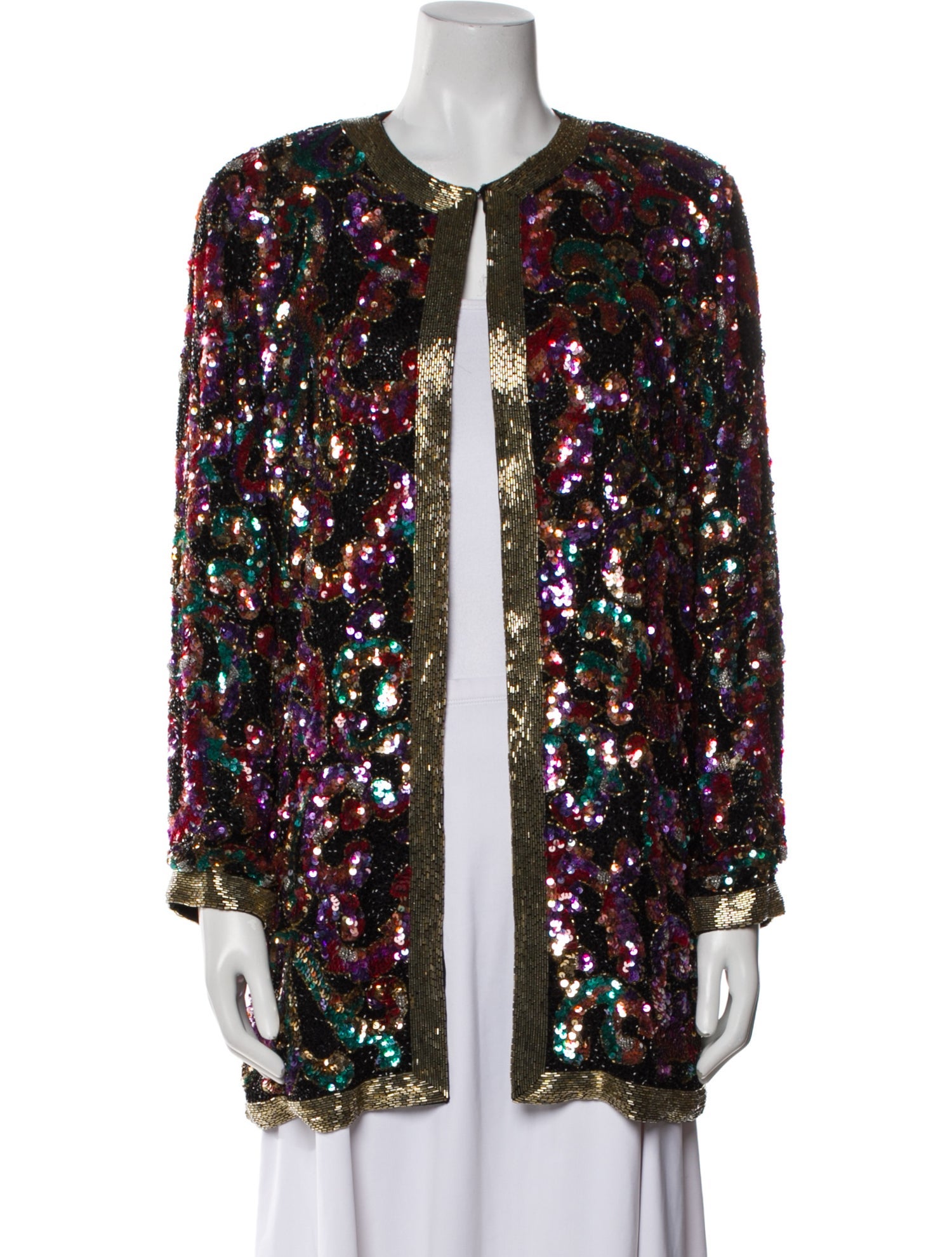 Black Tie Oleg Cassini Silk Patterned Evening Jacket