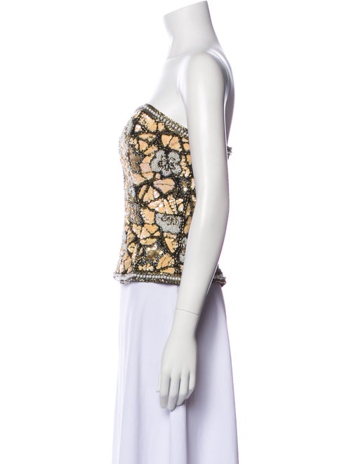 Black Tie Oleg Cassini Printed Strapless Crop Top