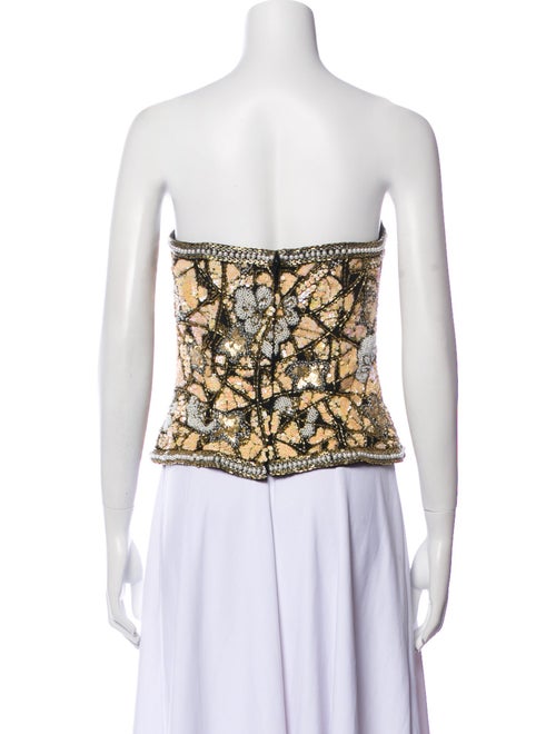 Black Tie Oleg Cassini Printed Strapless Crop Top