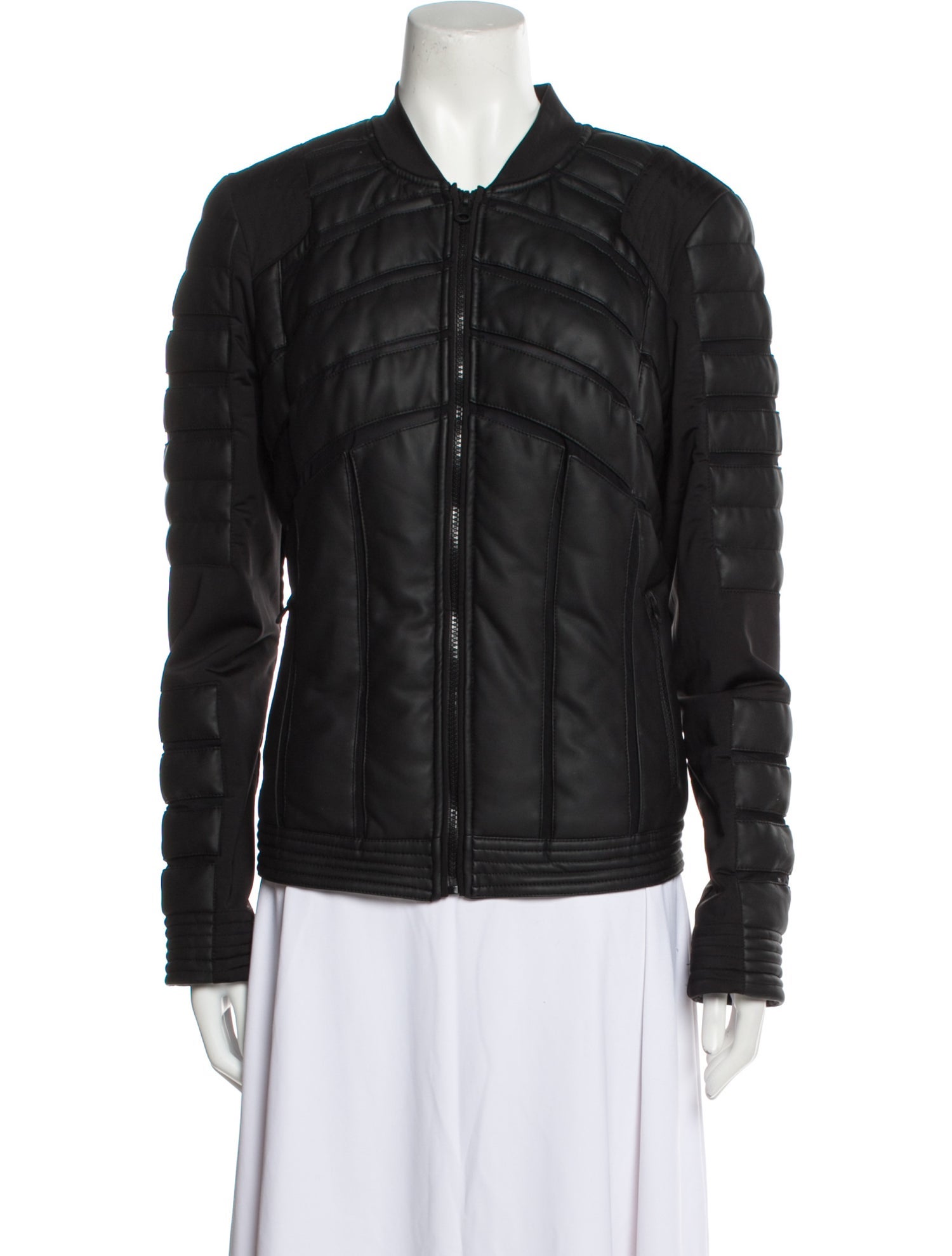 Blanc Noir Faux Leather Bomber Jacket
