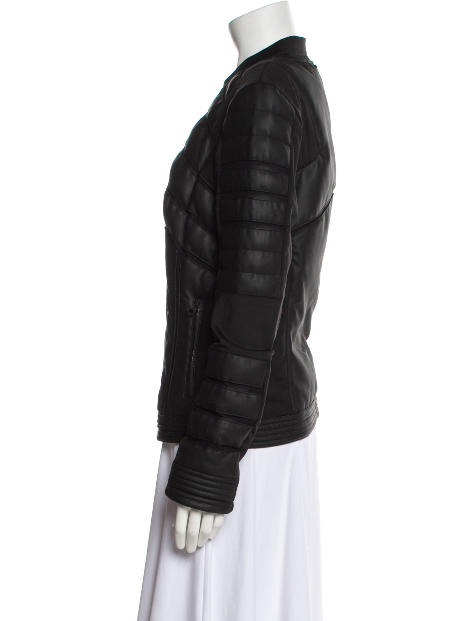 Blanc Noir Faux Leather Bomber Jacket