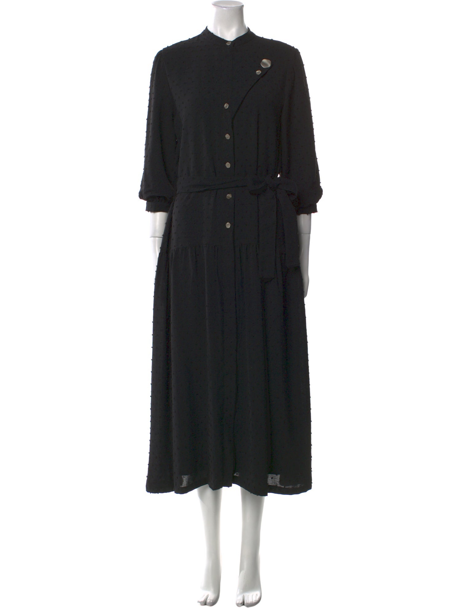 Blanc Noir Mock Neck Knee-Length Dress