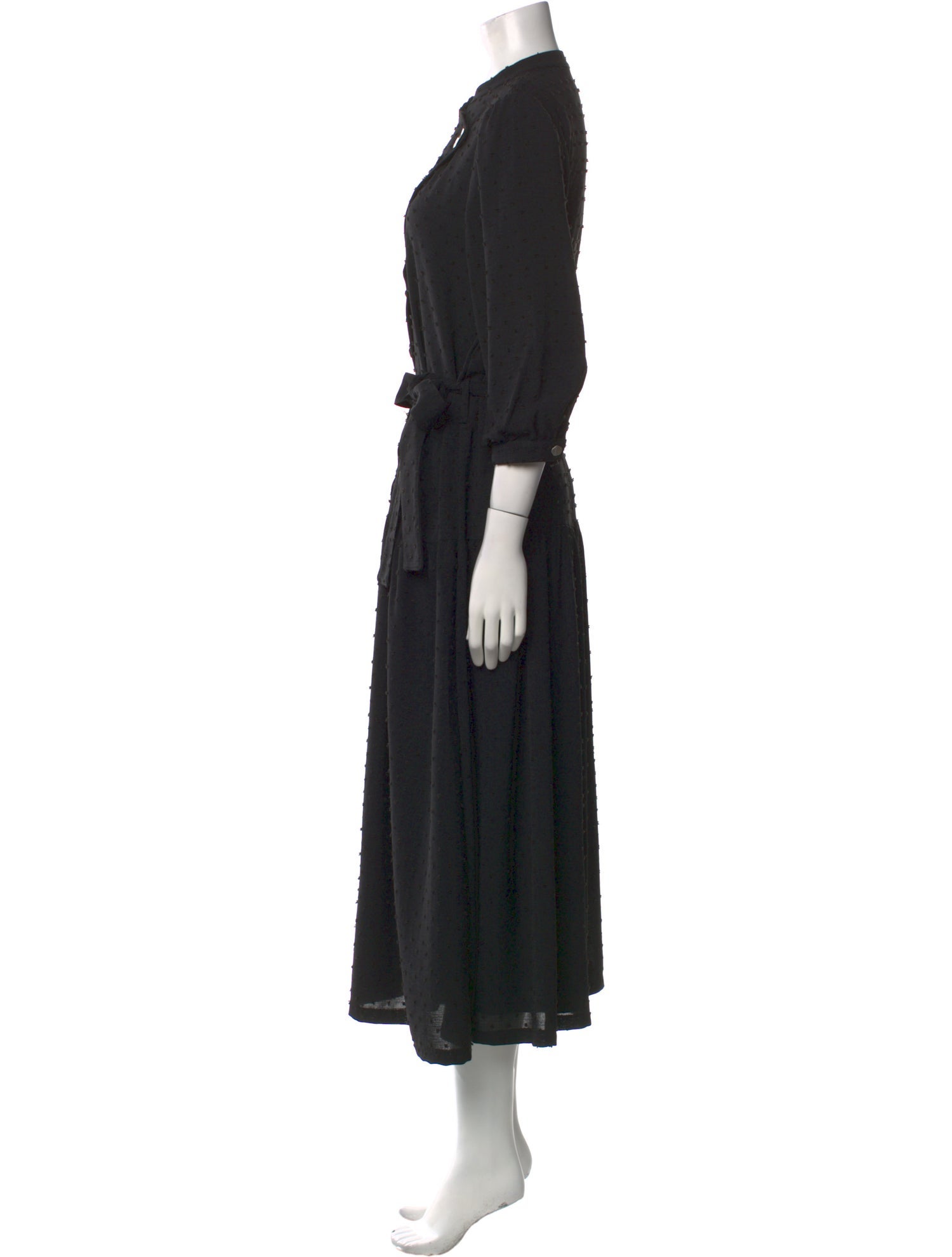 Blanc Noir Mock Neck Knee-Length Dress