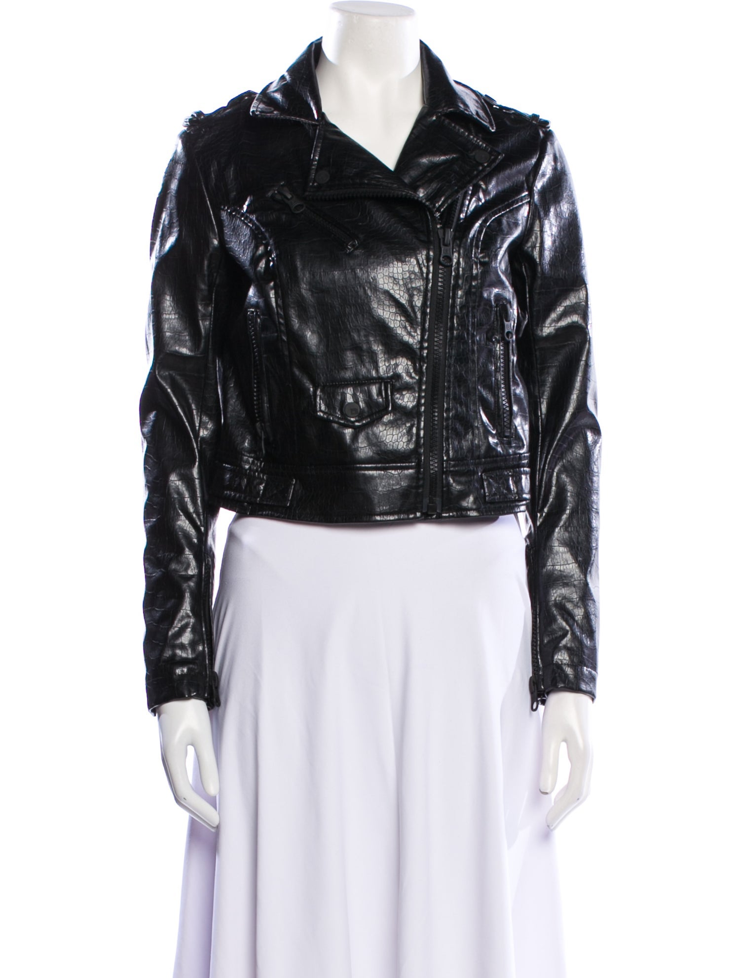 Blanc Noir Faux Leather Biker Jacket