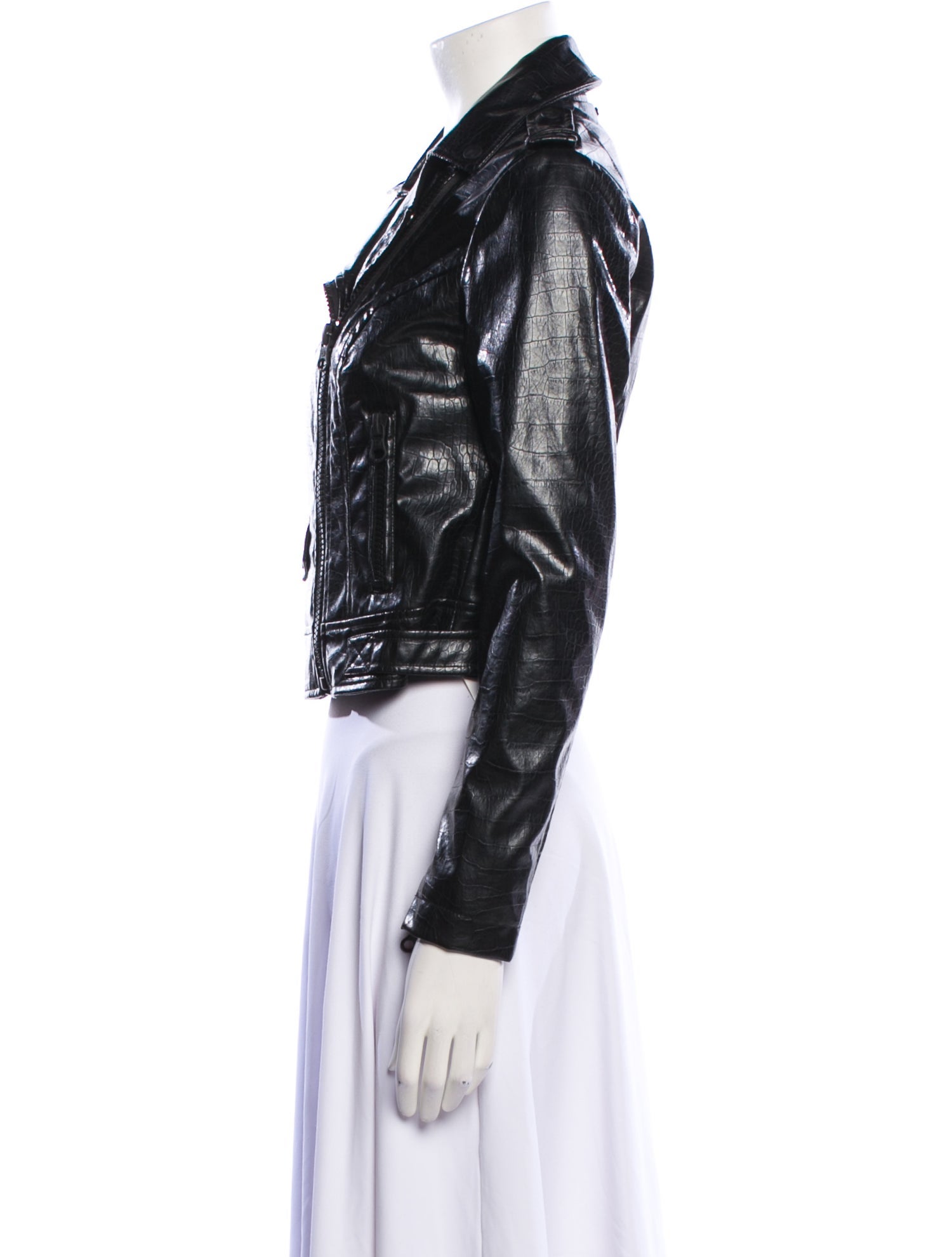 Blanc Noir Faux Leather Biker Jacket