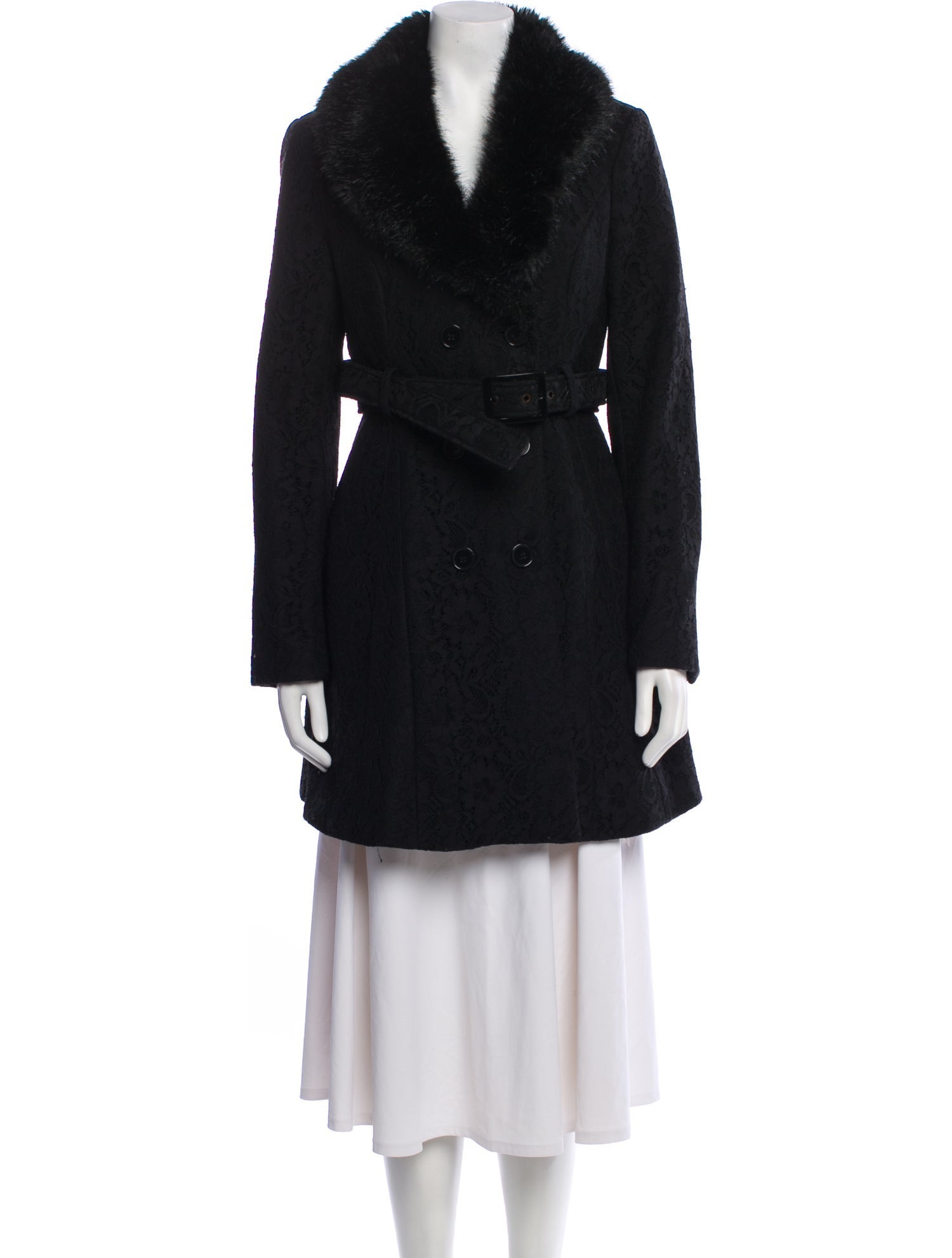 Blanc Noir Wool Faux Fur Coat