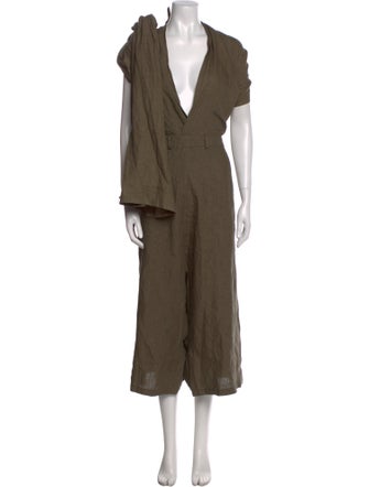 Bless Linen Plunge Neckline Jumpsuit
