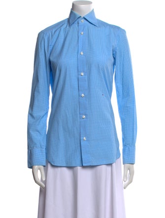 Bless Plaid Print Long Sleeve Button-Up Top