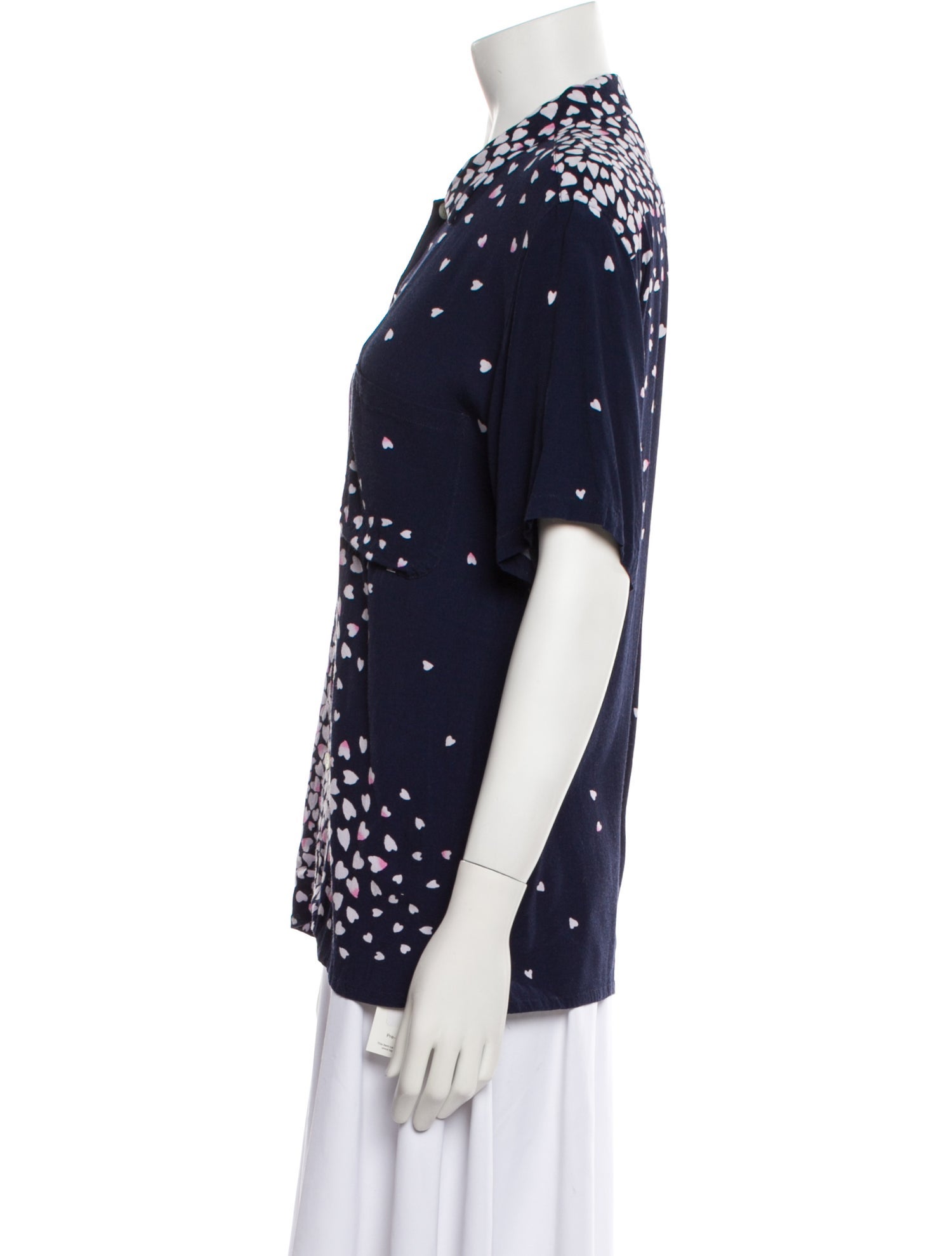 Blue Blue Japan Printed Short Sleeve Button-Up Top