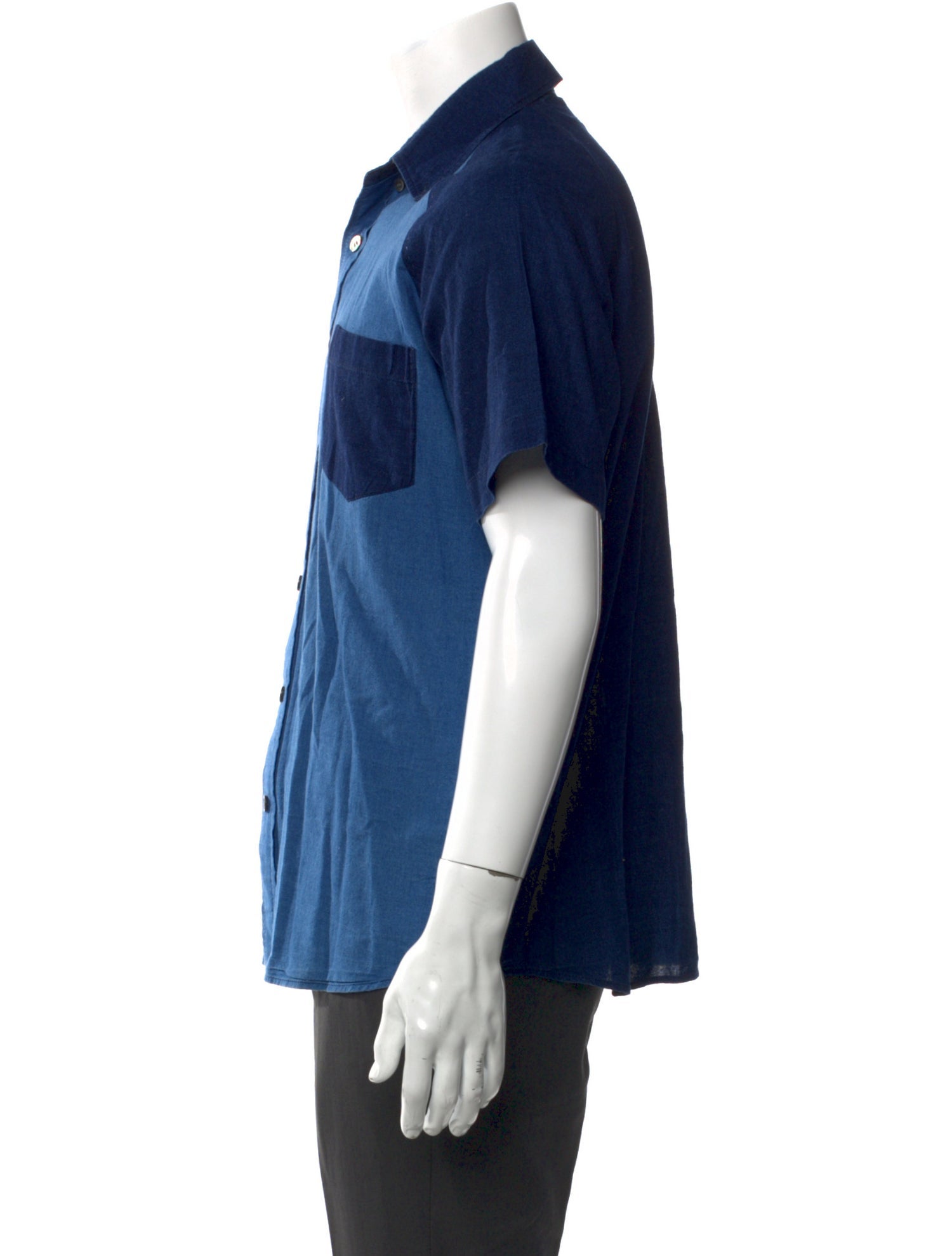 Blue Blue Japan Colorblock Pattern Short Sleeve Shirt